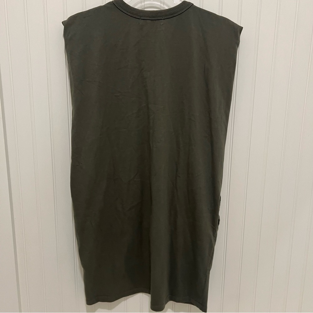 Frankie Shop Womens Tina Padded Sleeveless Olive Tank Dress - Picture 5 of 6